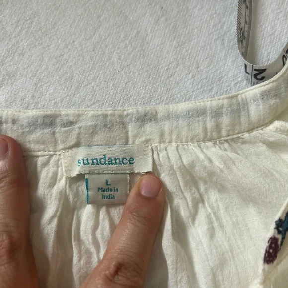 Sundance Catalog Emile Embroidered Blouse size L - Picture 3 of 8